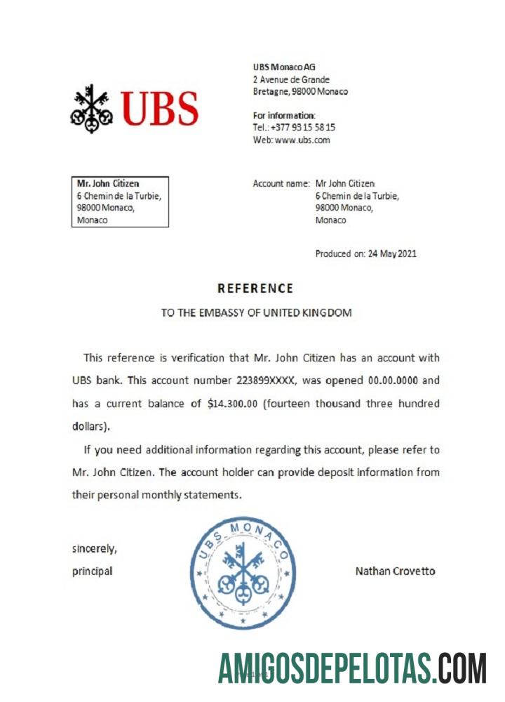 Referência do Banco UBS de Mônaco modelo